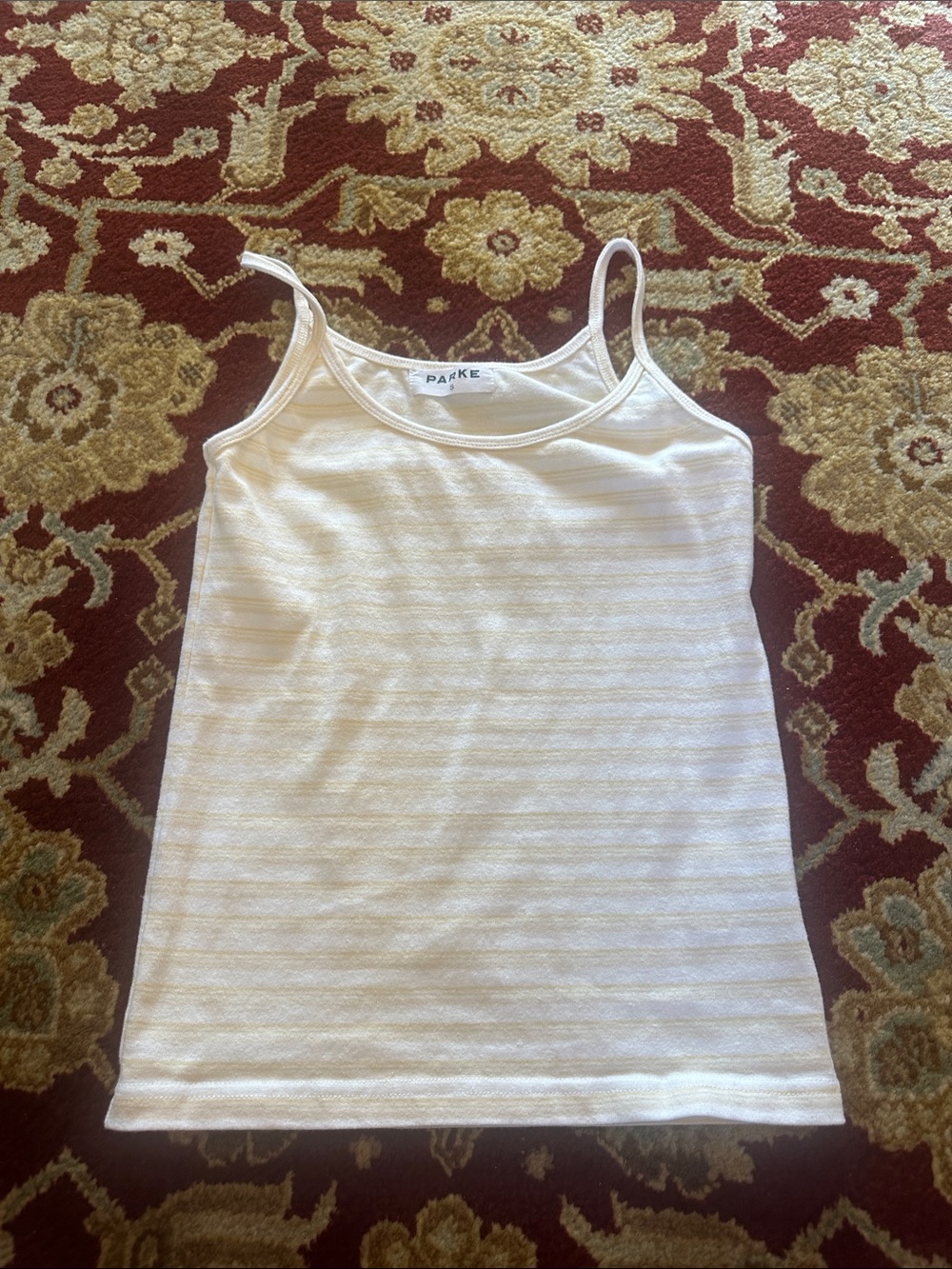 Parke White and yellow Spaghetti Strap Tank
